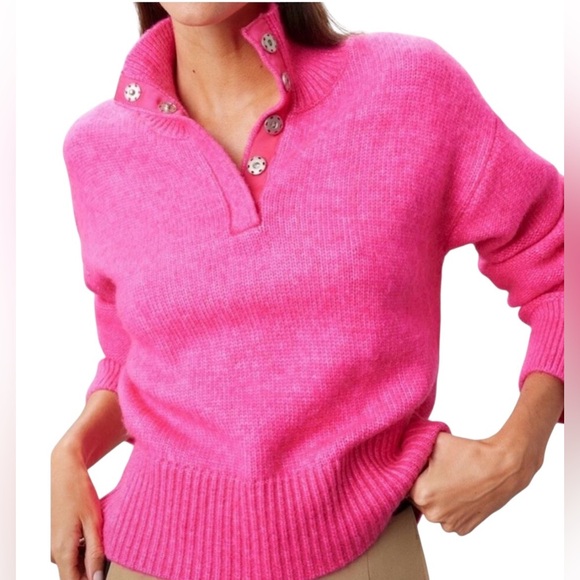 Anthropologie Sweaters - Anthropologie 525 America Pink Mock Neck Sweater Women’s XL Acrylic Blend NWT